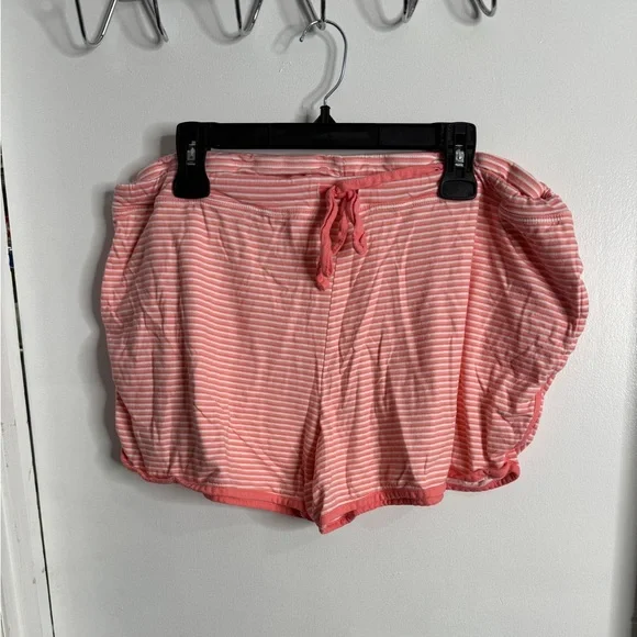 Coral pink white sleep shorts with pockets - Picture 1 of 3